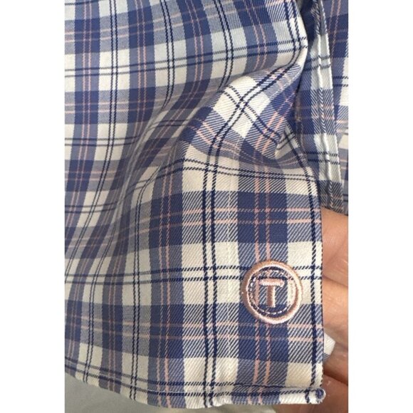 Twillory Blue Pink Plaid Tailored Fit Long Sleeve Button Up Shirt Sz 16 36/37 - Picture 3 of 8